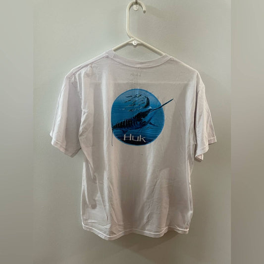 Youth XL White Huk Marlin Shirt