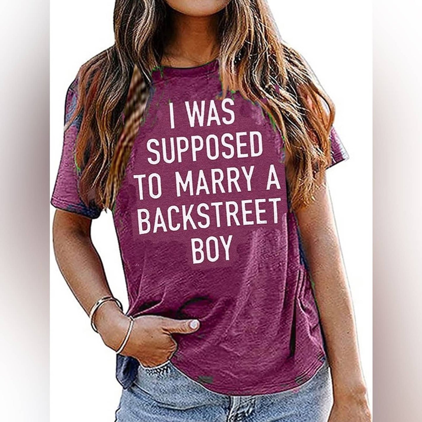 I was Supposed to Marry A Backstreet BOY T-Shirt Graphic Print Tops Small Purple