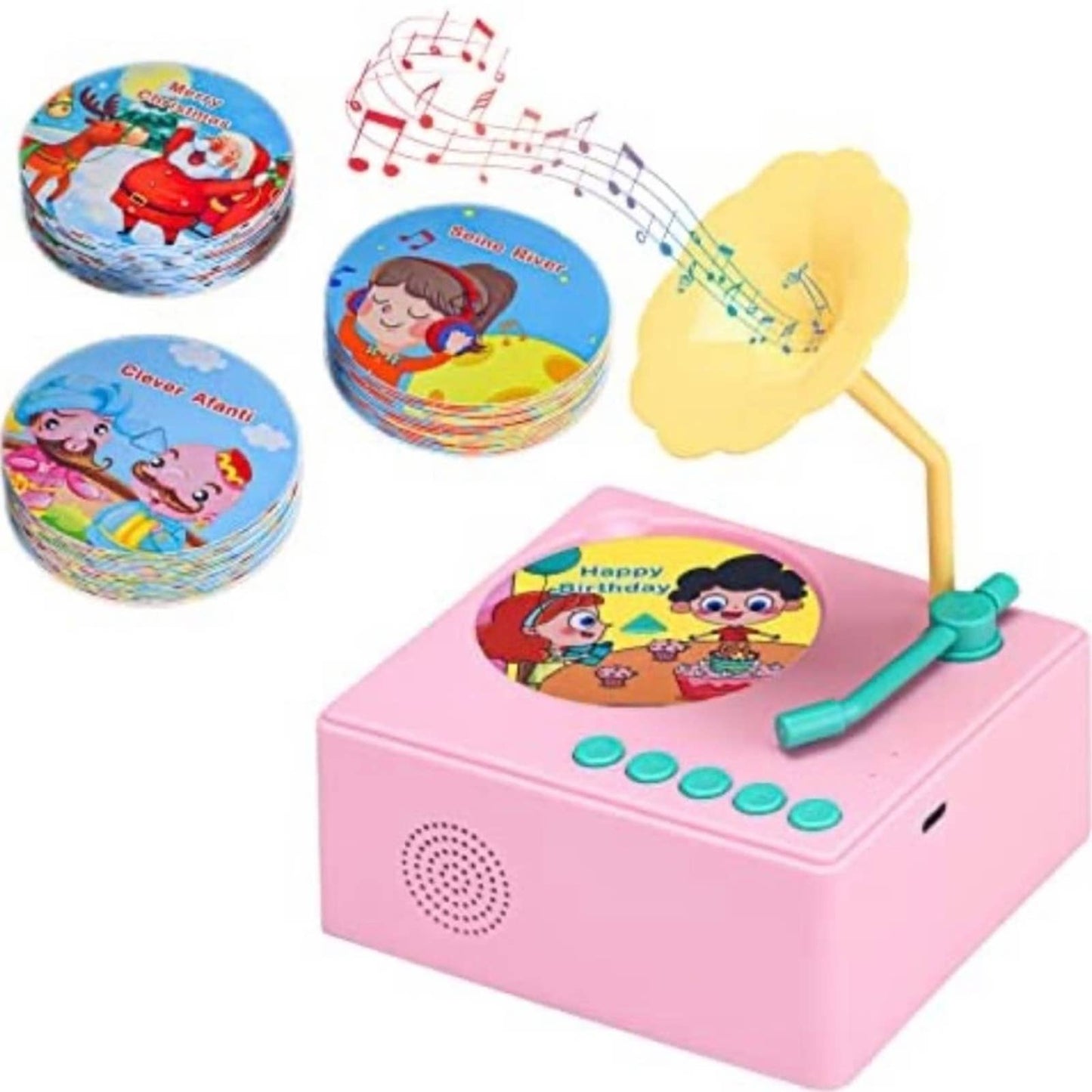 YLL Music Toys Kids Baby Phonograph Gift,Classic Record Player Set (Pink)