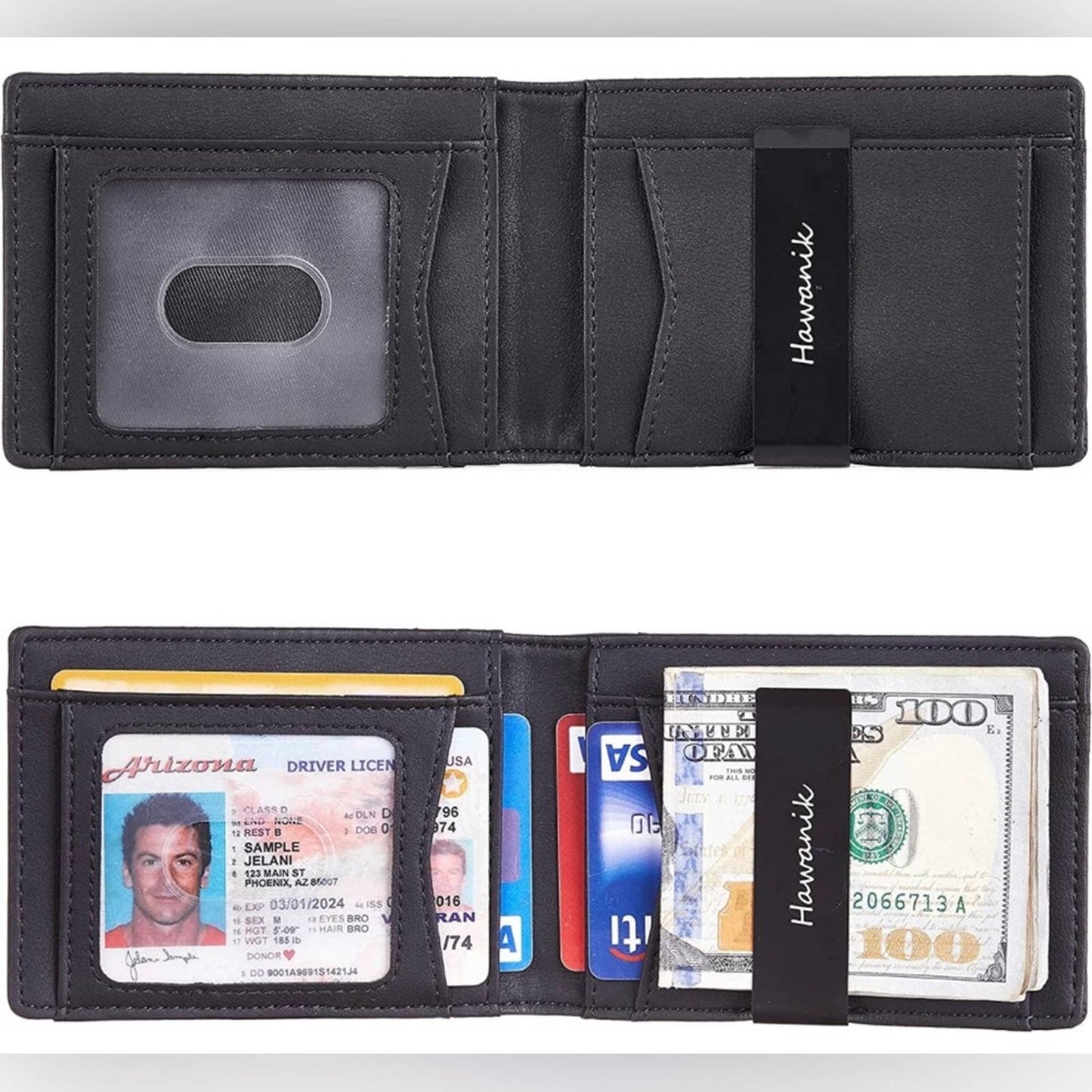 Hawanik Mens Slim Bifold Wallet With Integrated Case Holder for AirTag