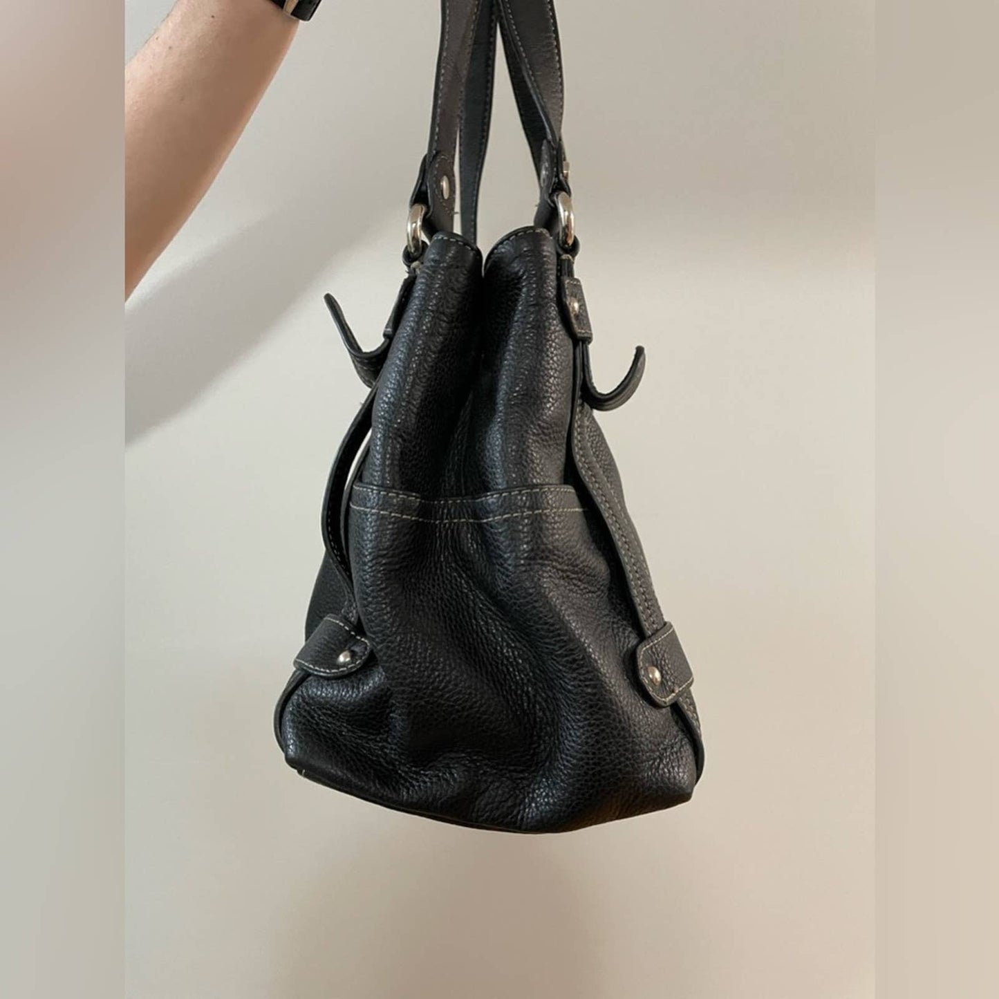 Tignanello Black Leather Hand Bag