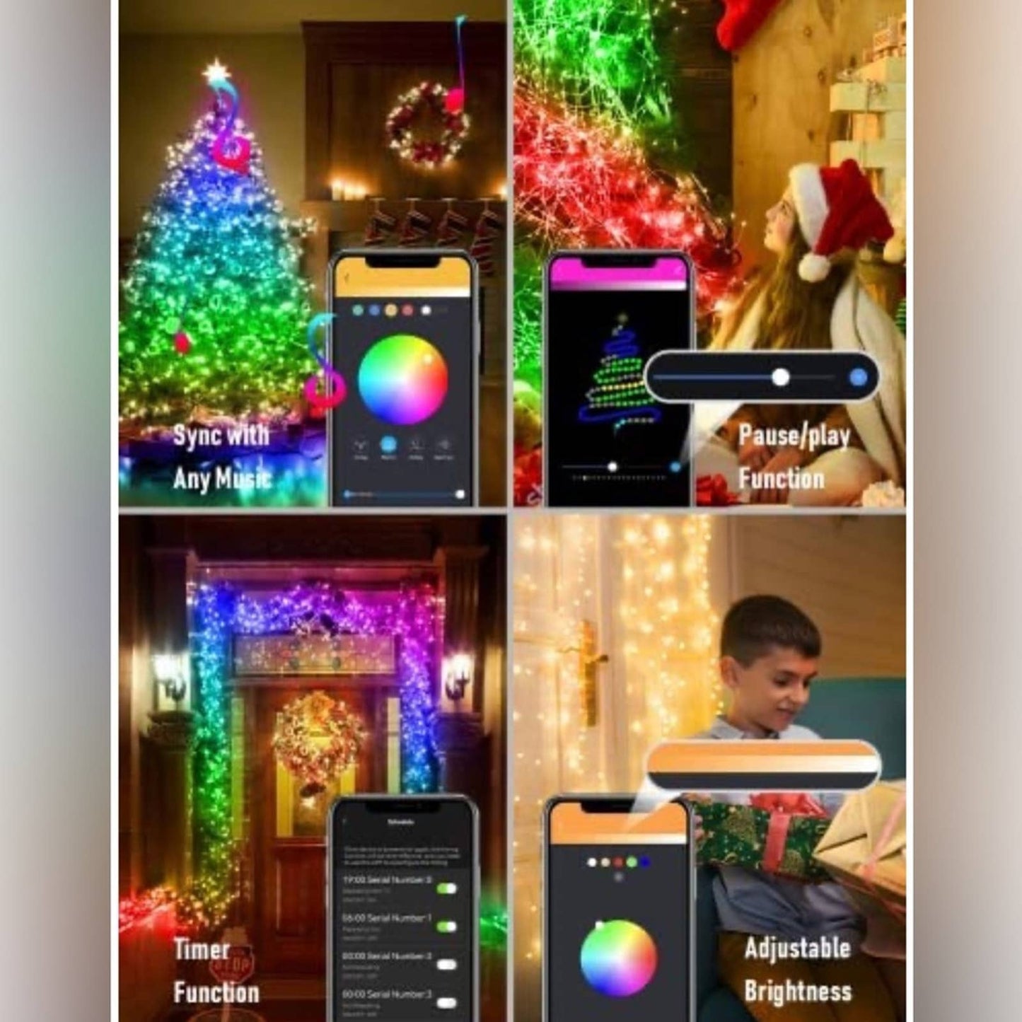 Fairy Lights Custom Mode 16’ Christmas App Control RGB Color Changing Mu…