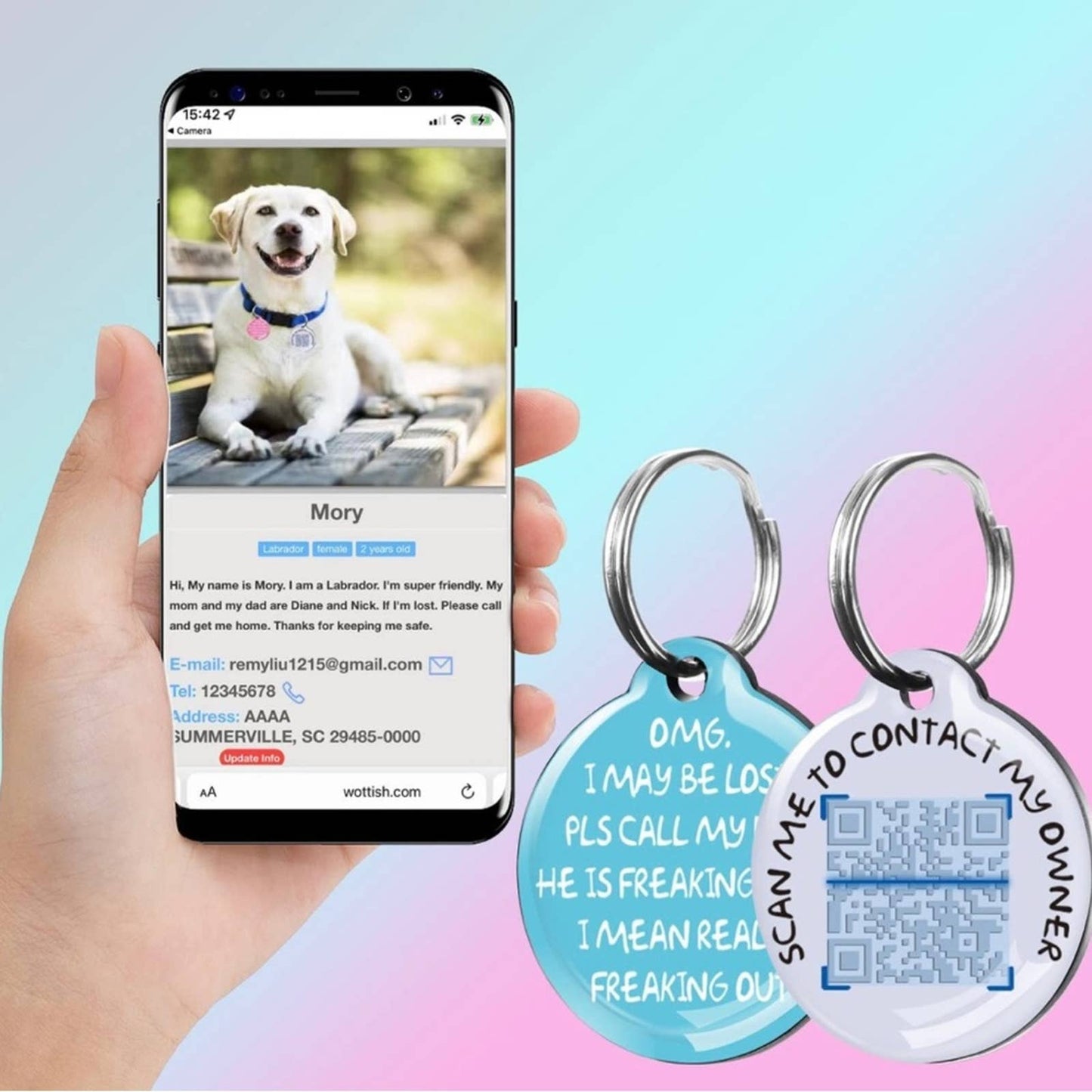 WOTTISH Dog Tag - Dog Tags Personalized for Pets (Sky Blue)