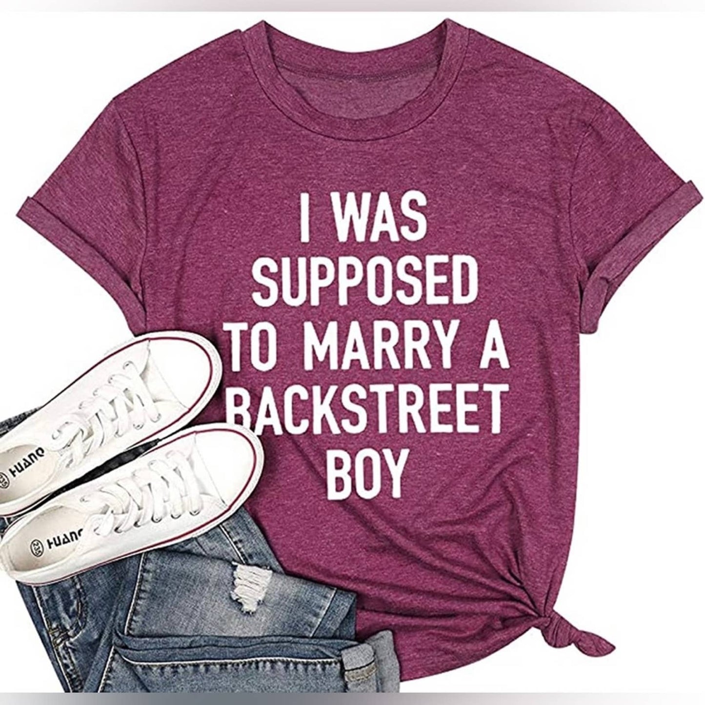 I was Supposed to Marry A Backstreet BOY T-Shirt Graphic Print Tops Small Purple