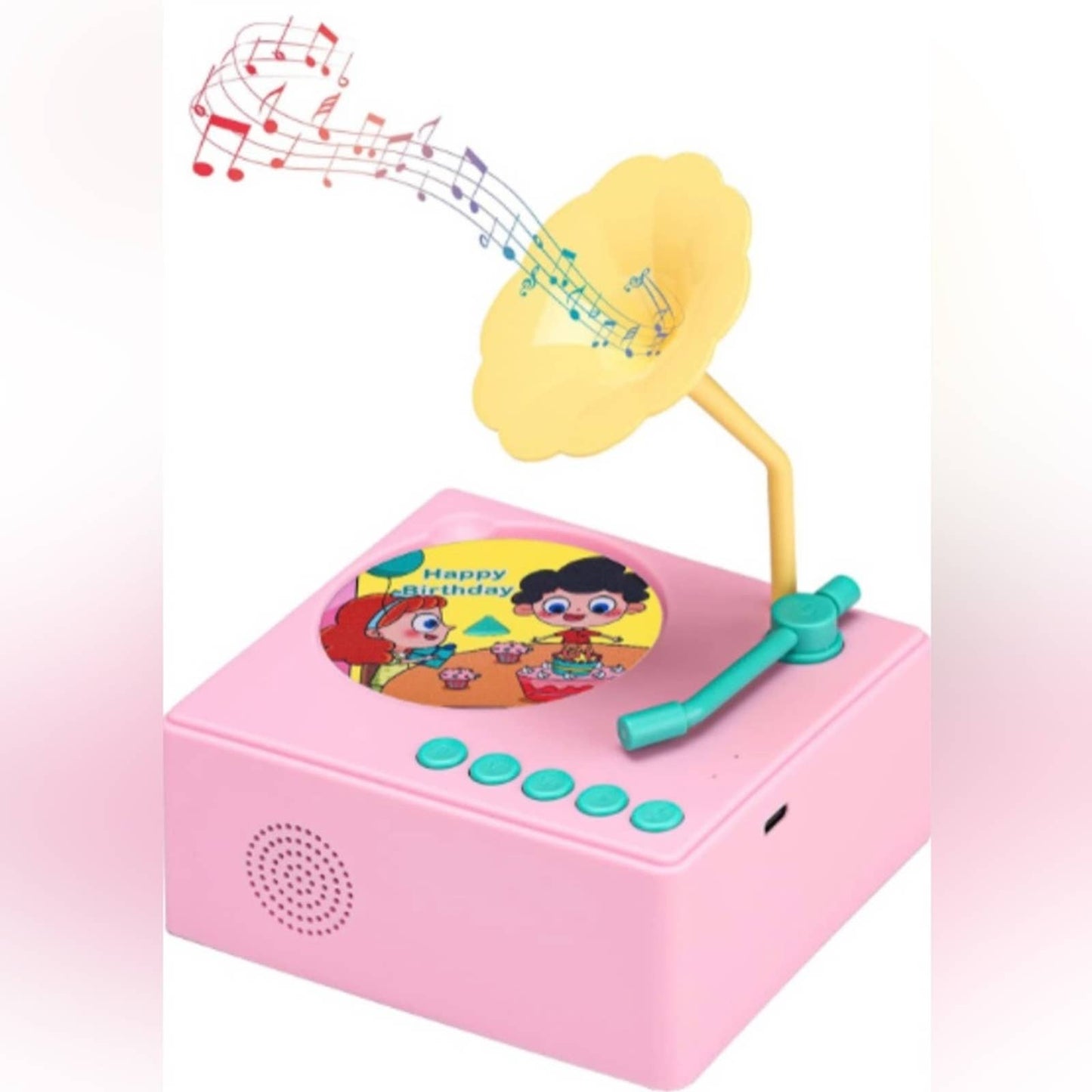 YLL Music Toys Kids Baby Phonograph Gift,Classic Record Player Set (Pink)