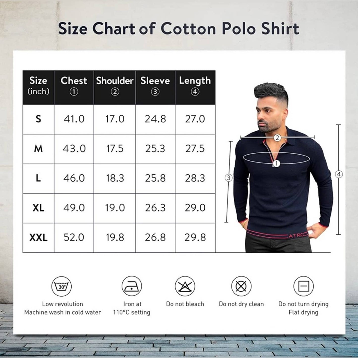ALTAIREGA Mens-Polo-Shirts Pure-Cotton-Pullover Long-Sleeve Size MD