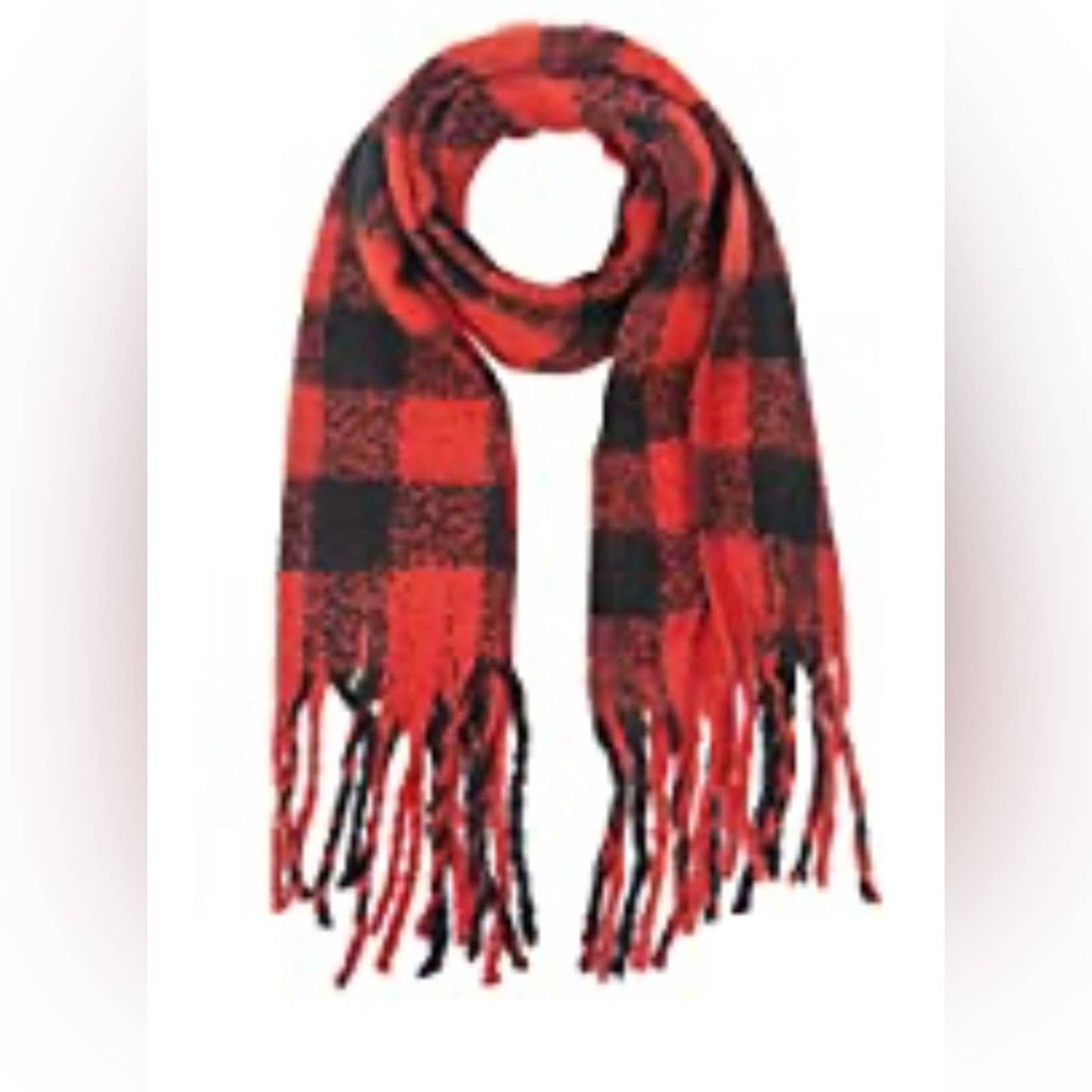 MissShorthair Women's Warm Scarfs Long Plaid Soft Scarves Oversized Red/Black