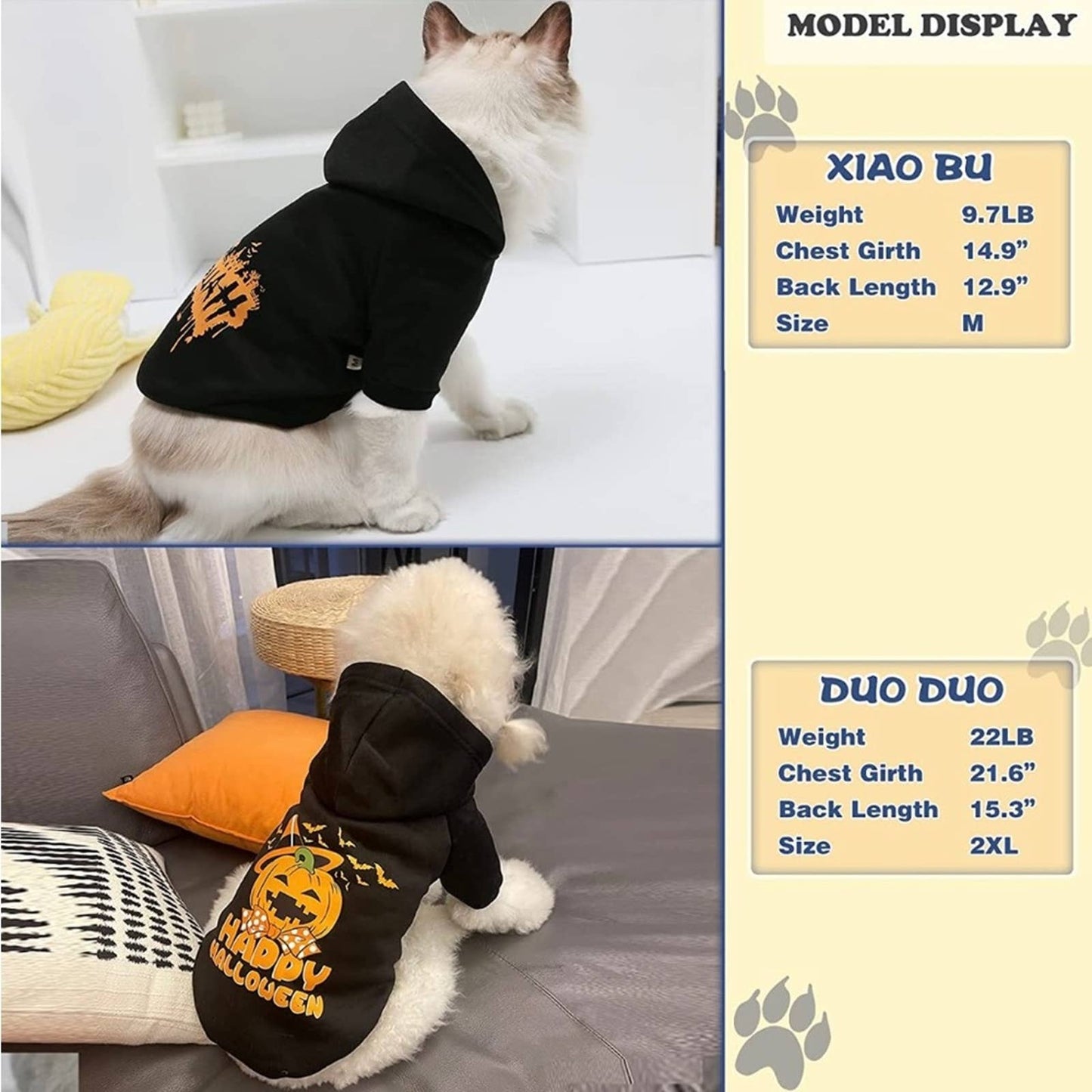 2XL Dog Hoodie for Puppy and Kitty Made of Soft Comfortable Fabric Pattern
