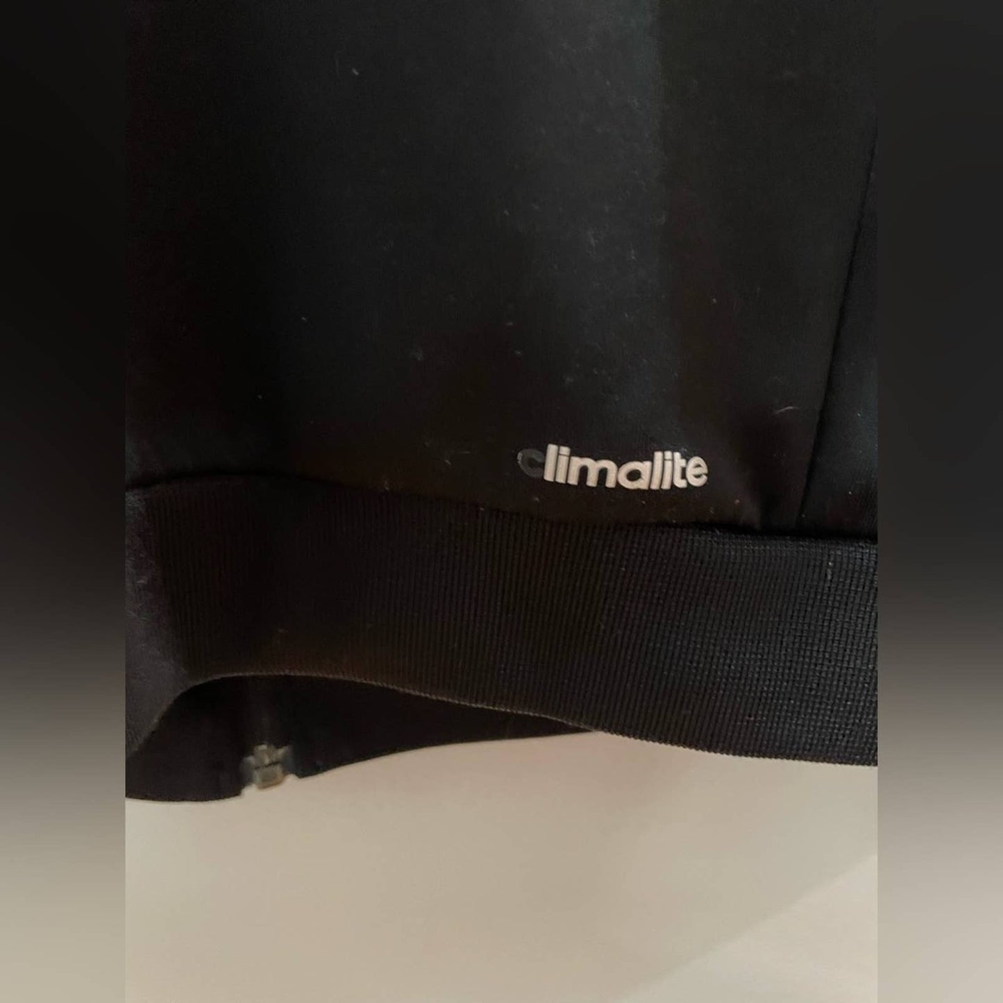 MD Black/White Adidas Long Sleeve Climalite Zip-Up Jacket