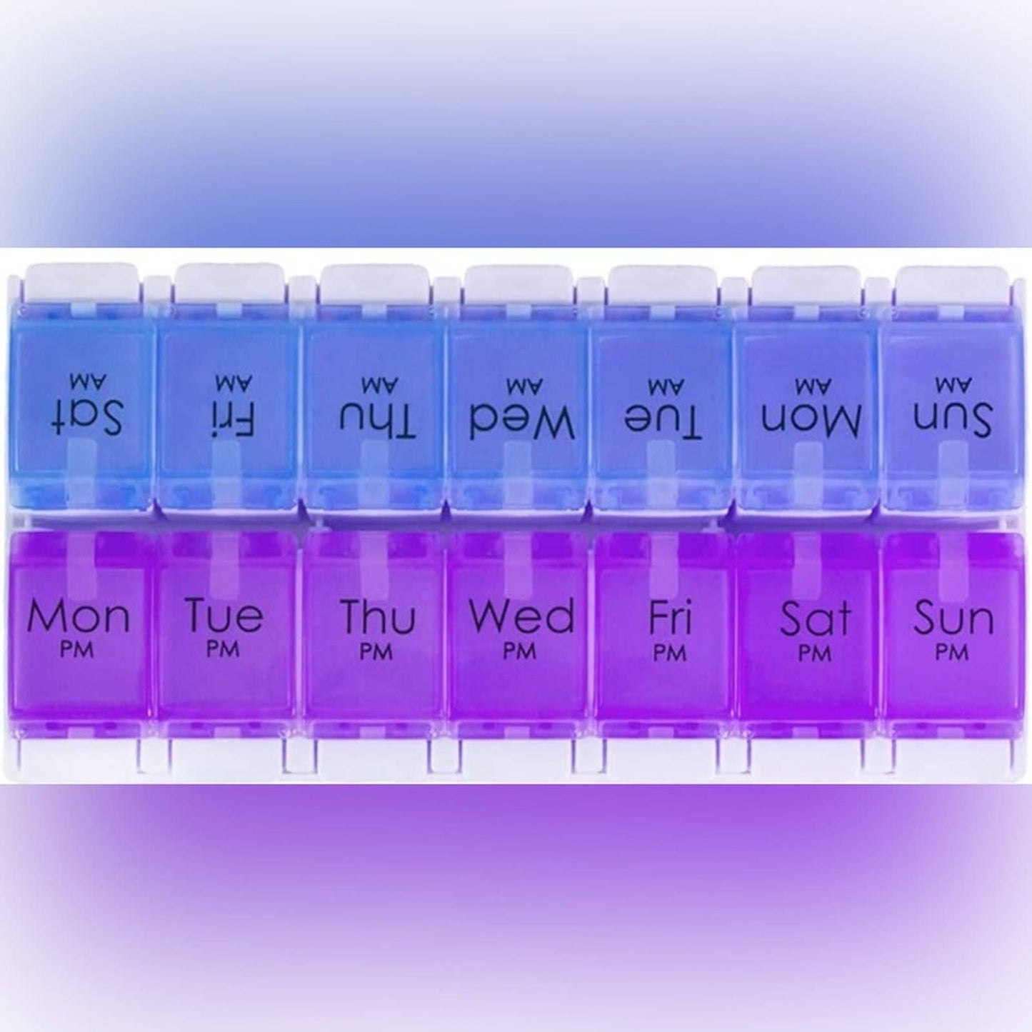 Daily Vitamin Box AM PM Pill Case Organizer Weekly Pop Up 7 Day (5.Purple/Blue)
